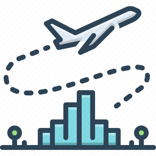 Flight, take off, leave, building, departure, flying, air transport icon - Download on Iconfinder