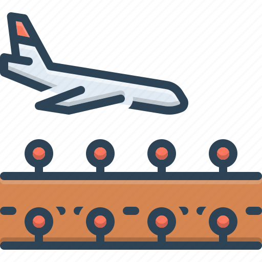 Landing, plane, aircraft, runway, airport, transportation, journey icon - Download on Iconfinder