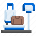luggage, weighing, weight, airport, scale