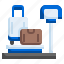 luggage, weighing, weight, airport, scale 