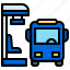 bus, station, stop, bench, transportation, urban 