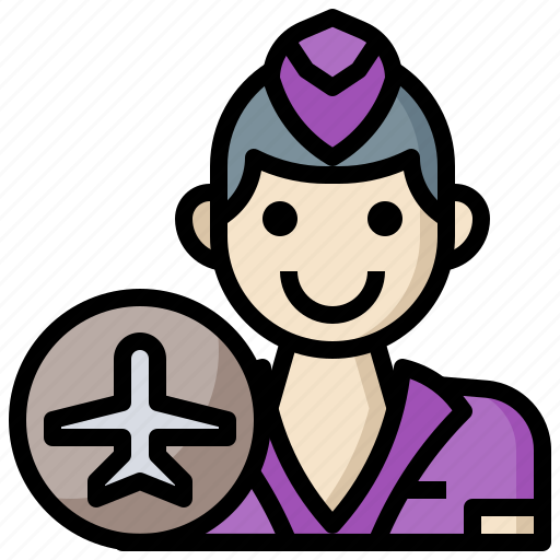Air, attendant, flight, hostess, jobs, professions, woman icon - Download on Iconfinder