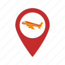 airport, flight, location, map, pin, sign, travel