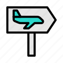 airport, banner, sign, board, direction
