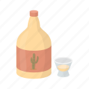 alcohol, bottle, cactus, drink, glass, tequila, beverage