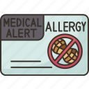 allergy, card, information, caution, health