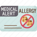 allergy, card, information, caution, health