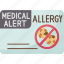 allergy, card, information, caution, health 