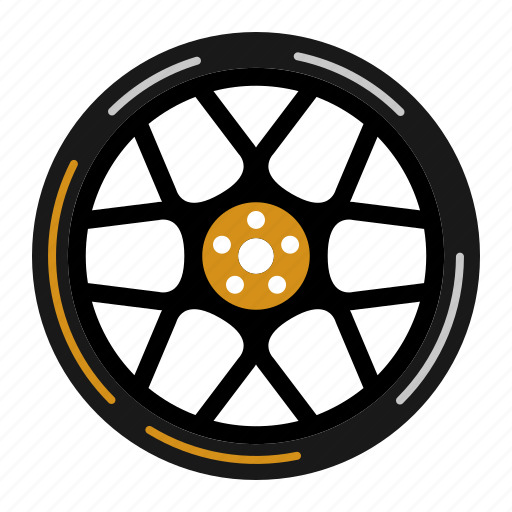 Alloywheel, car, cartyre, modification, wheel, yellow icon - Download on Iconfinder