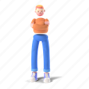 character, builder, 3d, people, person, boy, man, crossed, arms