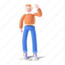 character, builder, 3d, people, person, boy, ginger, wave, greeting 