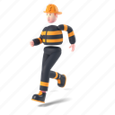 character, builder, 3d, people, person, fire, fighter, man, run