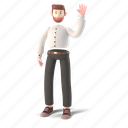 character, builder, 3d, people, person, man, wave, greeting, hello