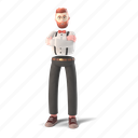 character, builder, man, formal, 3d, people, person, stand, arms
