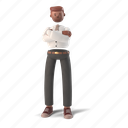 character, man, uniform, african, american, 3d, people, stand, arms