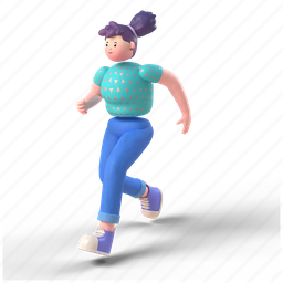 character, builder, 3d, people, person, girl, woman, run, running 