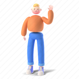character, builder, 3d, people, person, man, boy, wave, waving 