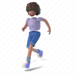 character, builder, woman, 3d, people, person, run, walk, african 