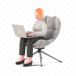 workspace, character, builder, 3d, people, person, laptop, chair, furniture 