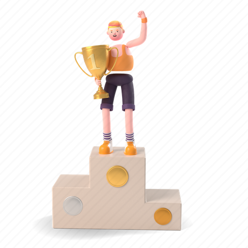 Achievements, character, builder, 3d, people, person, trophy 3D illustration - Download on Iconfinder