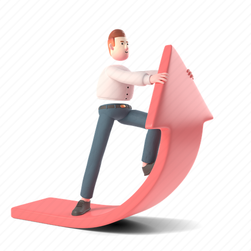 Business, 3d, people, person, man, increase, arrow 3D illustration - Download on Iconfinder