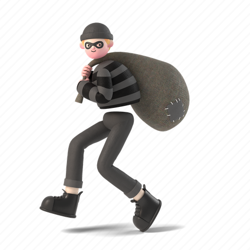 Character, builder, 3d, people, person, burglar, thief 3D illustration - Download on Iconfinder