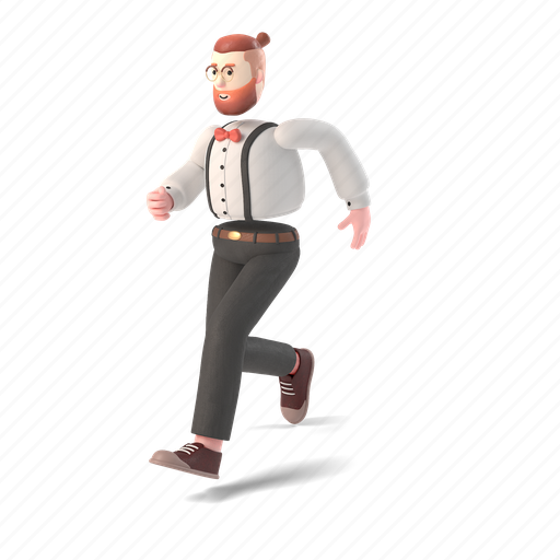 Builder, 3d, people, person, man, bun, running 3D illustration - Download on Iconfinder