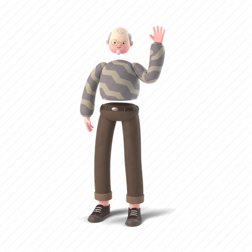 Character, builder, 3d, people, person, elder, man 3D illustration - Download on Iconfinder