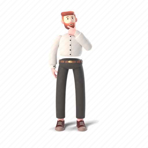 Character, builder, people, person, ginger, man, thinking 3D illustration - Download on Iconfinder