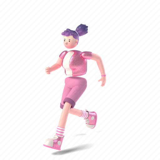 Character, woman, 3d, people, person, run, walk 3D illustration - Download on Iconfinder