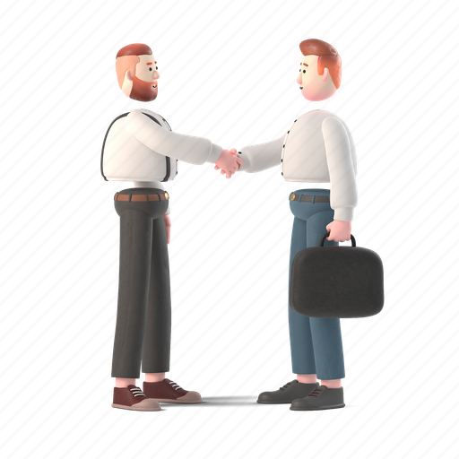Character, builder, business, people, person, handshake, shake 3D illustration - Download on Iconfinder