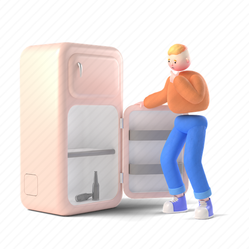Furniture, food, man, 3d, people, person, fridge 3D illustration - Download on Iconfinder