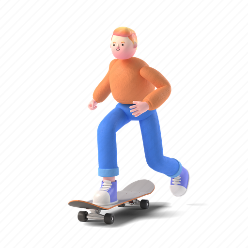 Sports, sport, activity, hobby, man, skateboard, people 3D illustration - Download on Iconfinder