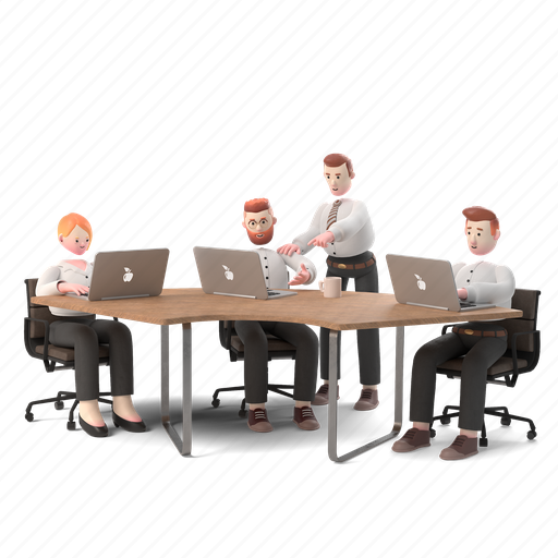Workflow, workspace, office, 3d, people, person, team 3D illustration - Download on Iconfinder