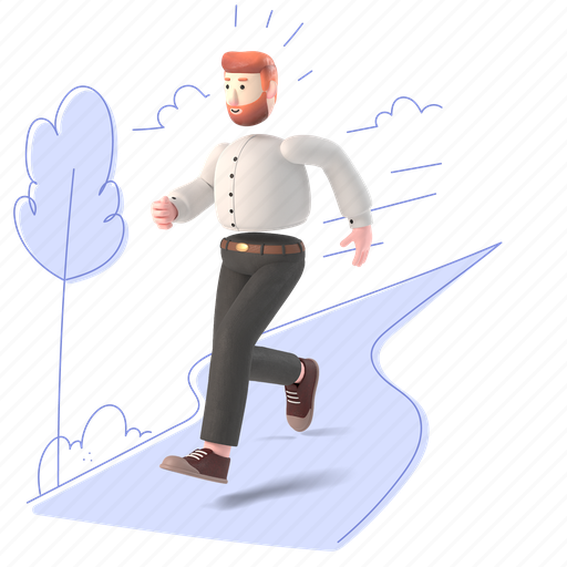 Character, builder, man, run, walk, activity, destination 3D illustration - Download on Iconfinder