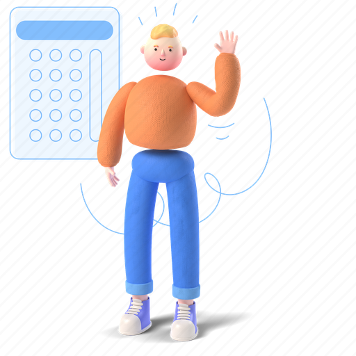 Finance, character, builder, accounting, calculator, device, man 3D illustration - Download on Iconfinder