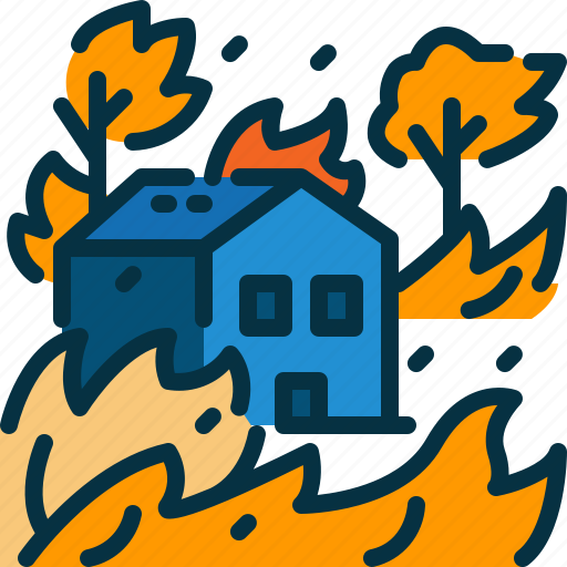 Building, burn, disaster, forest, home, house, wildfire icon - Download on Iconfinder