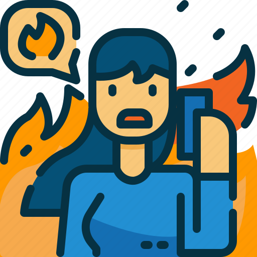 Call, disaster, person, phone, sos, wildfire, woman icon - Download on Iconfinder