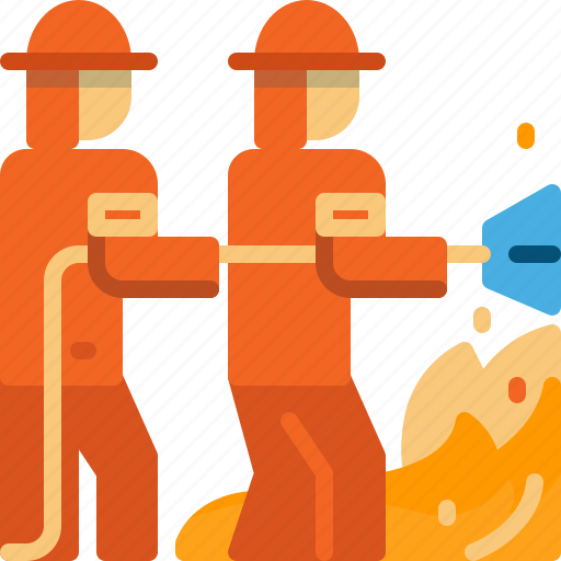 Extinguish, firefighter, firefighting, team, teamwork, wildfire icon - Download on Iconfinder