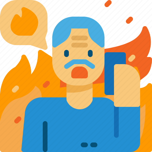 Burn, call, disaster, person, phone, sos, wildfire icon - Download on Iconfinder