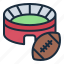 stadium, arena, field, building, ball, rugby, sport, american football 