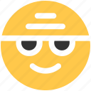 chat, emoji, emoticons, face, glasses, happy, wearing icon