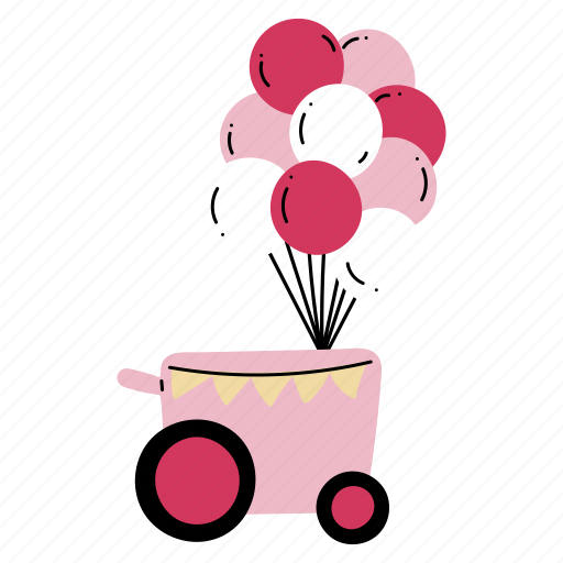 Balloon cart, balloons, shop, stall, amusement park, circus, festival illustration - Download on Iconfinder