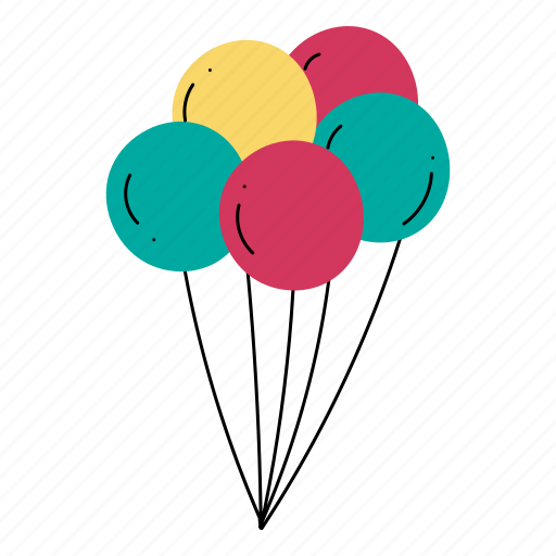 Balloons, party, birthday, anniversary, festival, celebration, decoration illustration - Download on Iconfinder