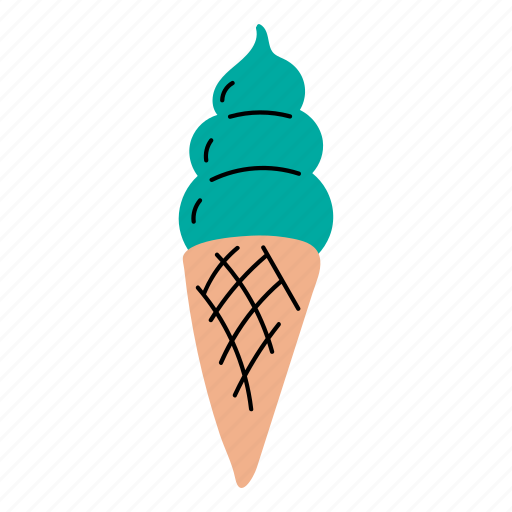Ice cream cone, ice cream, cold, dessert, summer, food, sweet illustration - Download on Iconfinder