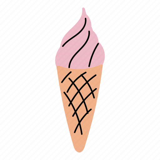 Ice cream cone, ice cream, refreshment, dessert, summer, food, sweet illustration - Download on Iconfinder