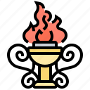 ceremony, competition, fire, goblet, torch 