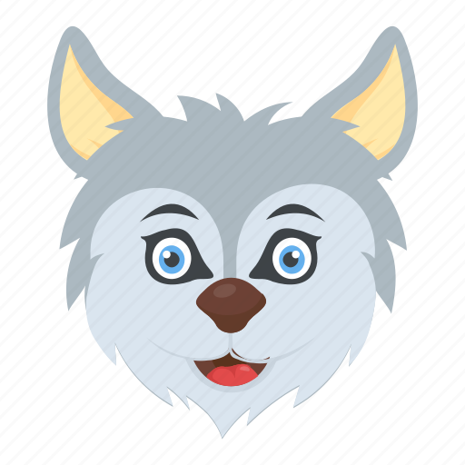 Cartoon white fox, husky dog, snow wolf, werewolf, wild animal ...