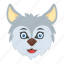 cartoon white fox, husky dog, snow wolf, werewolf, wild animal, wildlife 