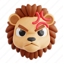angry, lion, angry lion, animal emoji, animal, emoji, 3d icon, 3d illustration, 3d render
